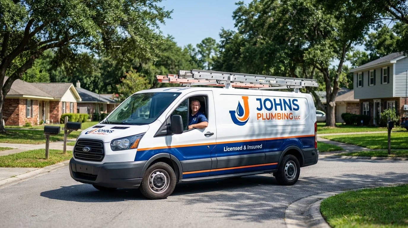 Johns Plumbing LLC service van in Chester Springs, PA