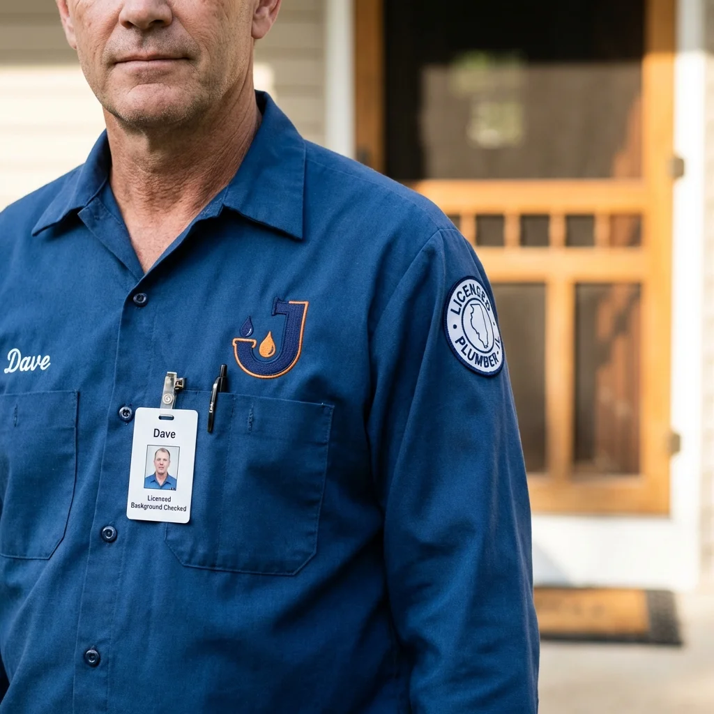 Licensed plumber showing ID badge in Chester Springs, PA