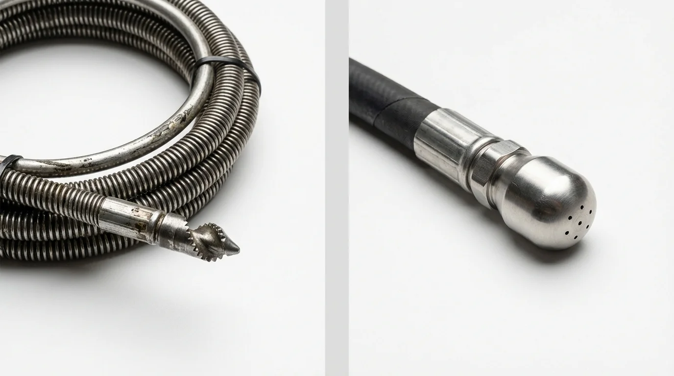 Drain snake cable and hydro jetting nozzle used for drain cleaning in Chester Springs, PA