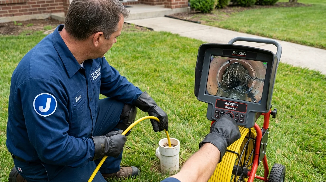 Sewer camera inspection being performed by Johns Plumbing LLC in Chester Springs